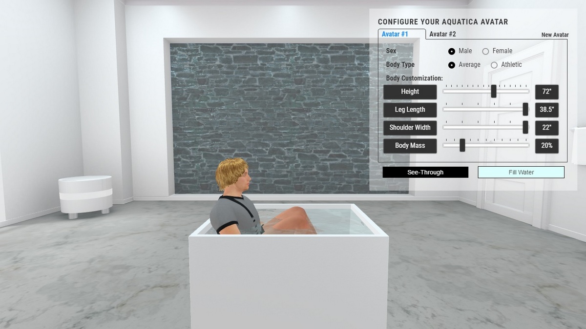 Claire freestanding stone bathtub 3D Body Position